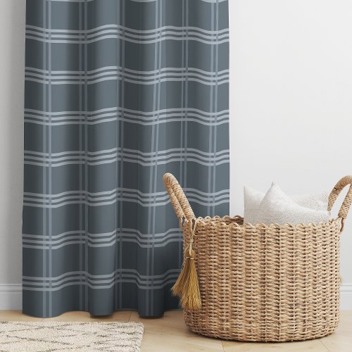 Rustic Blue Plaid Checks Patterned Blackout Curtains