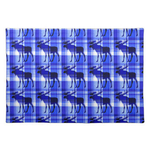 Rustic blue plaid moose placemat