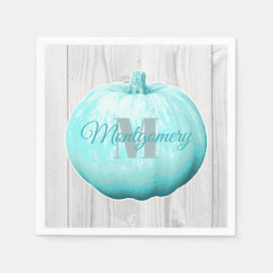 Rustic Blue Pumpkin & White Barn Wood Custom Napkins