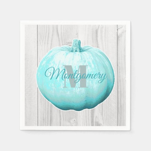 Rustic Blue Pumpkin  White Barn Wood  Custom Napkins