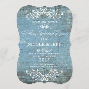 Rustic Blue Rehearsal Dinner Invitation by My_Wedding_Bliss at Zazzle
