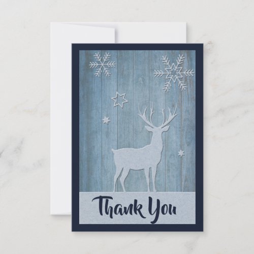 Rustic Blue Reindeer Country Christmas Thank You