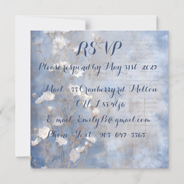 Rustic Blue RSVP Card (Front)