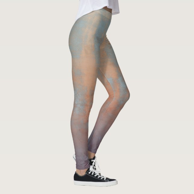 Rustic Blue Rust Abstract Art Nr67 Leggings (Right)