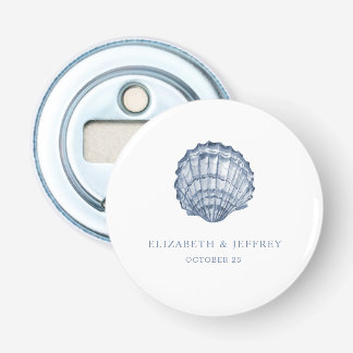 Rustic Blue Seashells Marine Ocean Beach Wedding Bottle Opener