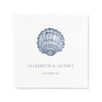 Rustic Blue Seashells Marine Ocean Beach Wedding  Napkins