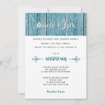 Rustic Blue Shiplap Wood Stylish Modern Wedding Invitation at Zazzle