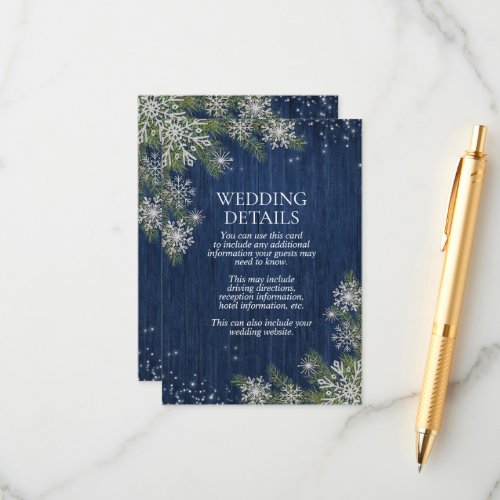 Rustic Blue Silver Winter Wood Details Enclosure Card