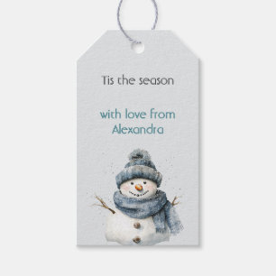 Rustic Blue Snowman Christmas Gift Tags