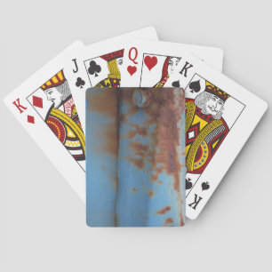 Rustic Blue solid color Vintage Car rusted metal Poker Cards
