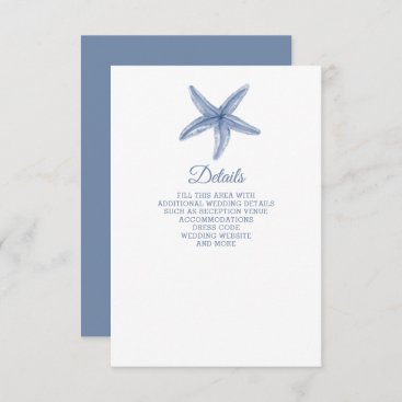 Rustic Blue Starfish Marine Ocean Beach Wedding Enclosure Card