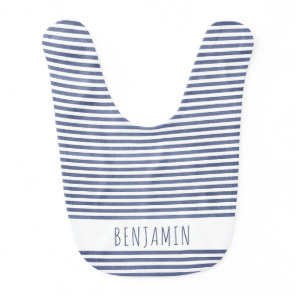 Rustic Blue Stripe Personalized Baby Bib