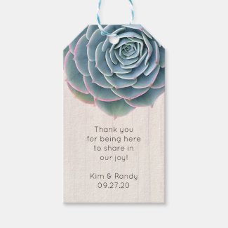 Rustic Blue Succulent Thank You Guests Tag