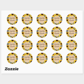 Rustic Blue Sunflower Classic Round Sticker | Zazzle