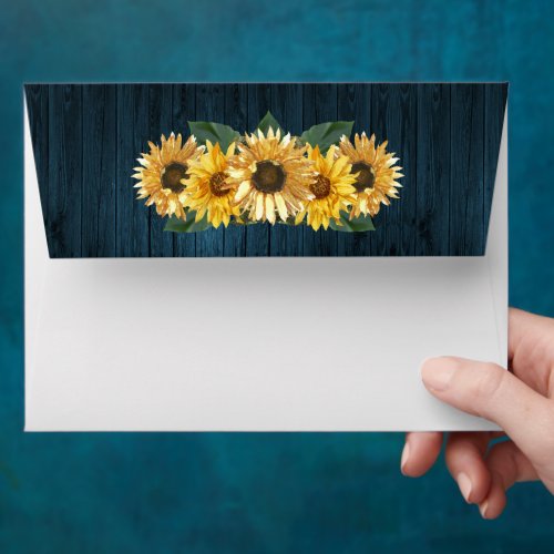 Rustic Blue Sunflower Wedding Envelope
