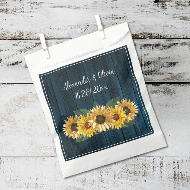 Rustic Blue Sunflower Wedding Favor Bag (Blue Rustic Sunflower Wedding Favor Bags)