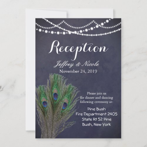 Rustic Blue Teal Feather Peacock Wedding Card