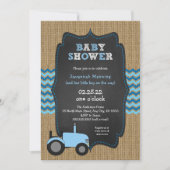 Rustic Blue Tractor boy Baby shower Invitation (Front)