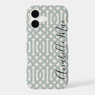 Rustic Blue Trellis Monogram iPhone 17 Case