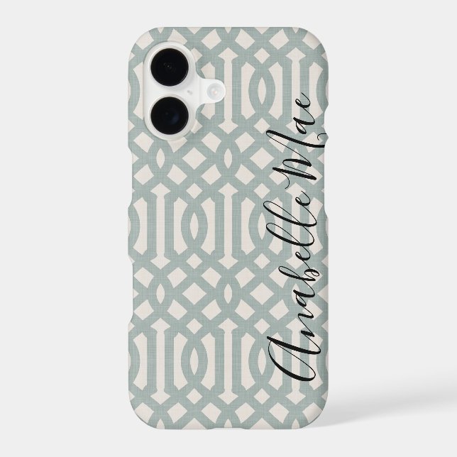 Rustic Blue Trellis Monogram Case-Mate iPhone Case (Back)