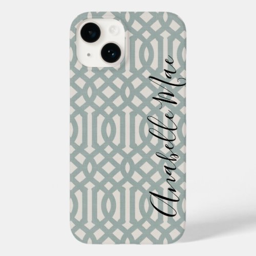 Rustic Blue Trellis Monogram Case_Mate iPhone 14 Case