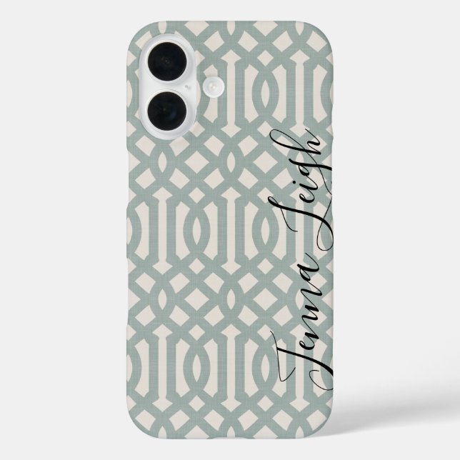 Rustic Blue Trellis Monogram Case-Mate iPhone Case (Back)