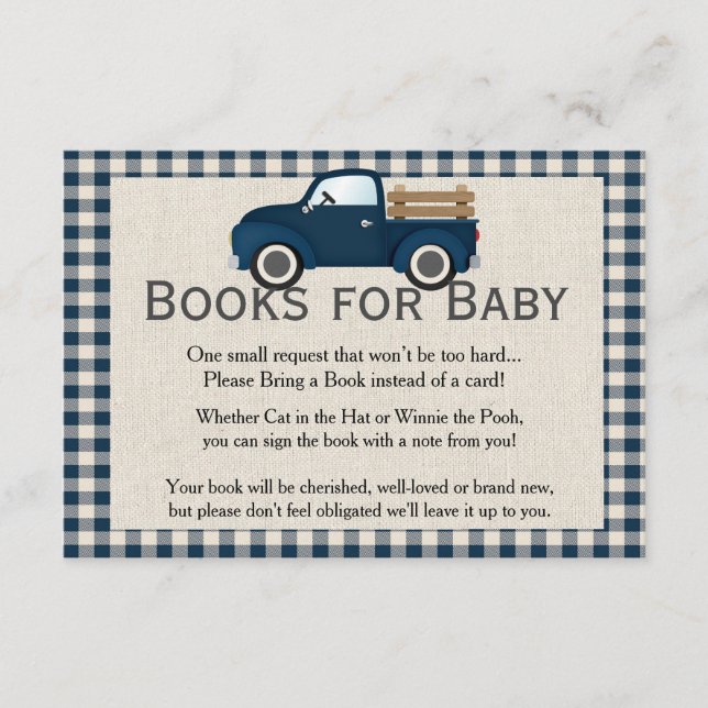 Rustic Blue Truck Books for Baby Card (Front)