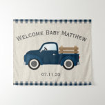 Rustic Blue Truck Boy Baby Shower Backdrop at Zazzle