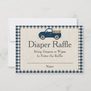 Rustic Blue Truck Diaper Raffle Card