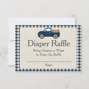Rustic Blue Truck Diaper Raffle Card