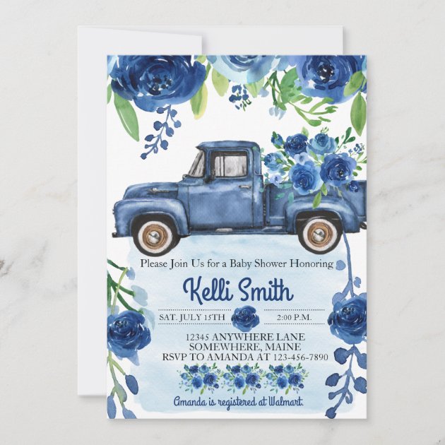 Vintage truck 2024 baby shower invitations