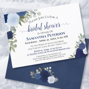 Rustic Blue Watercolor Floral Chic Bridal Shower Invitation at Zazzle