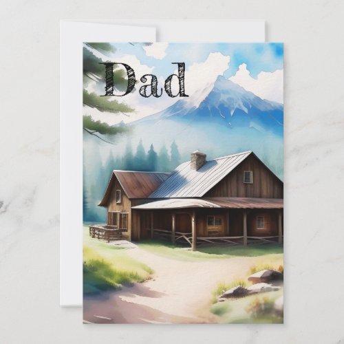 Rustic Blue Watercolor Old Ranch House Fathers Day Card