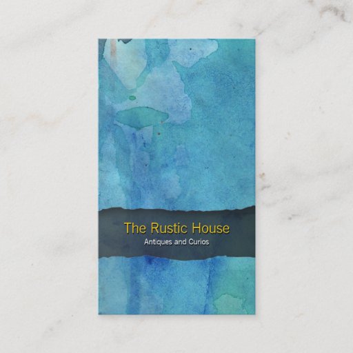 Customizable Rustic Blue Watercolor Wash Retail Business Card