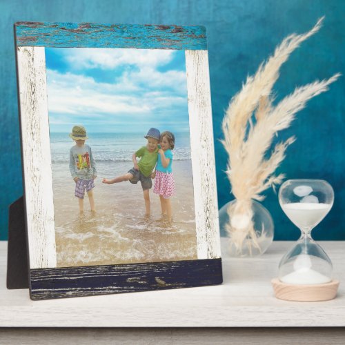 Rustic Blue White Beach Wood Photo Frame