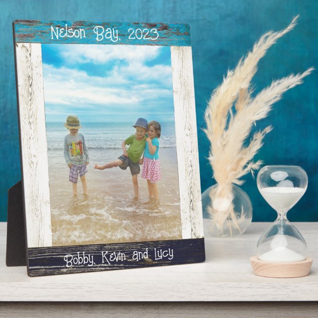 Rustic Blue White Beach Wood Text 8x10 Photo Frame (Side)