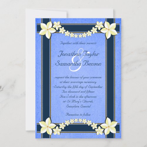 Rustic Blue White Floral Custom Wedding Invites