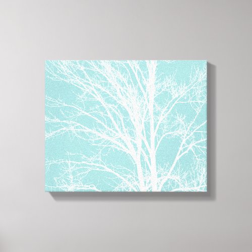 Rustic Blue White Tree Branches Canvas Print