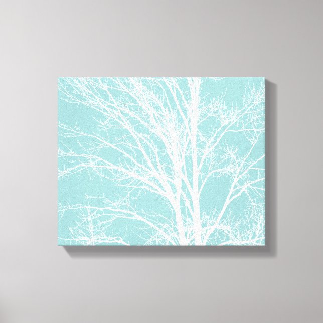 Rustic Blue White Tree Branches Canvas Print (Front)