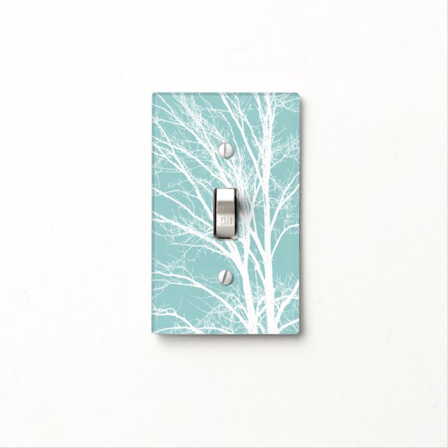 Rustic Blue White Tree Branches Light Switch Cover (In Situ)