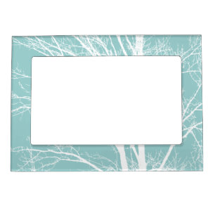 Rustic Blue White Tree Branches Magnetic Frame