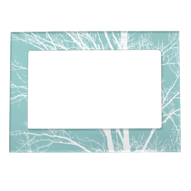Rustic Blue White Tree Branches Magnetic Frame (Front)