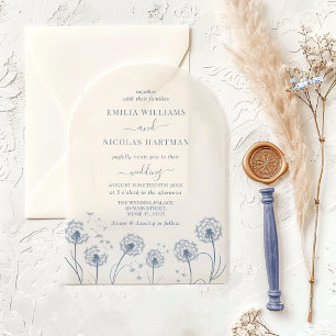 Rustic Blue Wildflower Wedding Acrylic Invitations