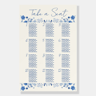 Rustic Blue Wildflower Wedding Seating Chart Foam Board