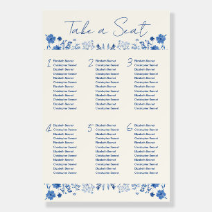 Rustic Blue Wildflower Wedding Seating Chart Foam Board