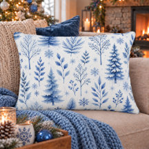 Rustic Blue Winter Botanical Woodland 