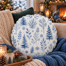 Rustic Blue Winter Botanical Woodland 