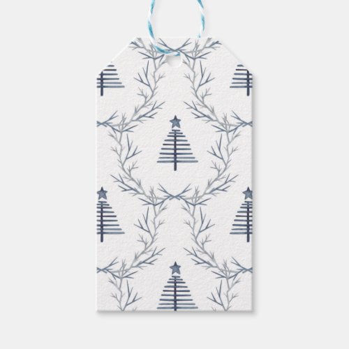 Rustic Blue Winter forest Nordic Scandi Christmas  Gift Tags