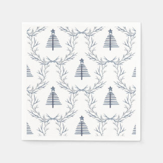 Rustic Blue Winter forest Nordic Scandi Christmas Napkins