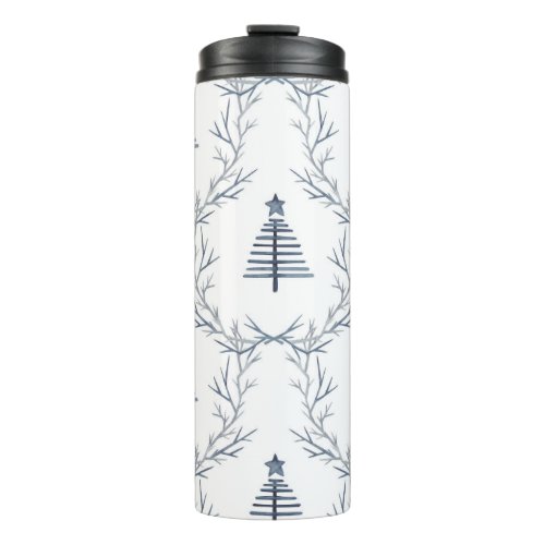 Rustic Blue Winter forest Nordic Scandi Christmas  Thermal Tumbler